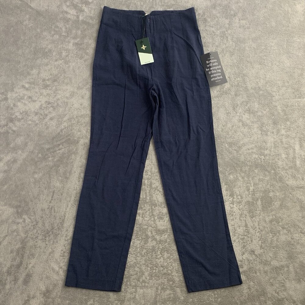 Tuckernuck Pants Womens Size 2 Navy Trouser Casual Cotton Linen Blend 28x27”